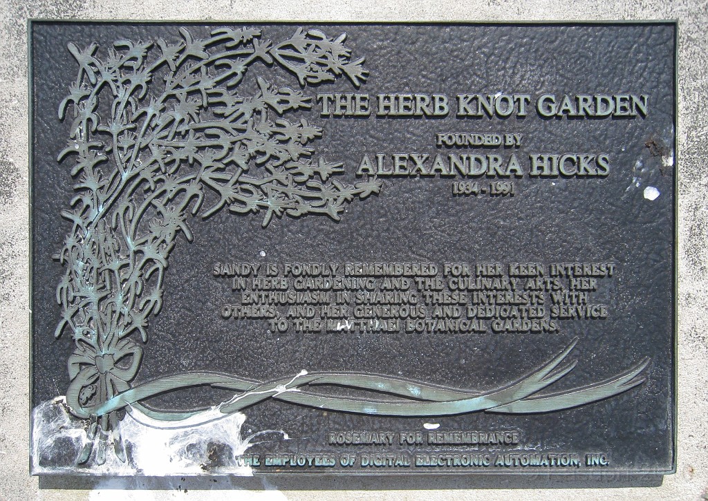 Matthaei Botanical Gardens 2010 0267.jpg - The plaque inside the garden arbor in the earlier picture.